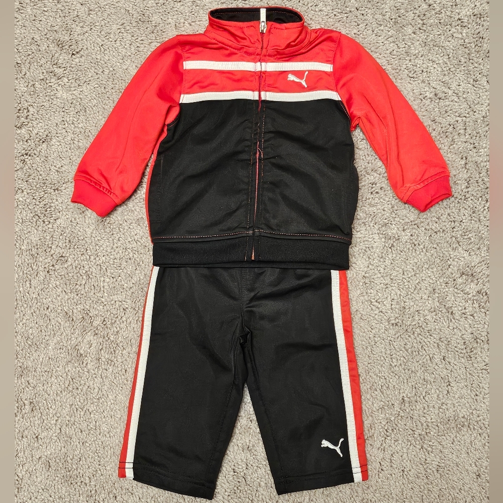 Puma Red and Black Baby Tracksuit Jacket and Pants 3-6 months